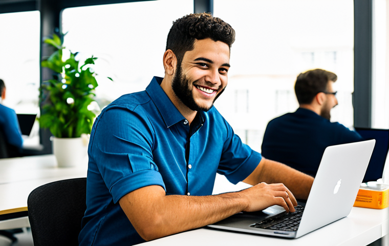PRONATEC Graduate in a Modern Workplace**

"A young PRONATEC graduate, smiling confidently, fully clothed in appropriate business casual attire, working on a laptop in a bright, modern co-working space in São Paulo.  The scene highlights technological innovation and entrepreneurial spirit.  Safe for work, appropriate content, professional, perfect anatomy, natural pose, high quality."

**
