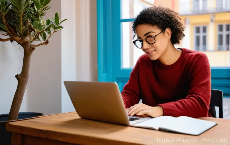 기술 역량 발전을 위한 디지털 도구 활용 - **Online Learning Journey in a Portuguese Home Office:**
    A vibrant, realistic photograph of a yo...