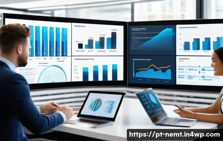 디지털 전환 시대의 기술 역량 개발 - **Data Literacy in Action**: A diverse group of young professionals, including men and women, all ca...